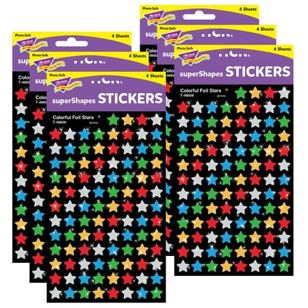 UPC: 0194629033690 | TREND Enterprises T-46606-6 Supershapes Colorful Foil Stars Pack of 6