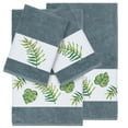 thumbnail image 2 of Authentic Hotel and Spa  Turkish Cotton Palm Fronds Embroidered Teal Blue 4-piece Towel Set, 2 of 5
