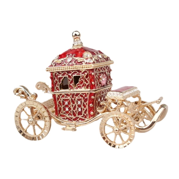 Caja organizadora de joyas con forma de carruaje, vitrina de adornos hecha a mano, caja de recuerdos para rojo