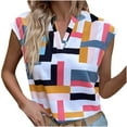 thumbnail image 1 of Pompotops Mode Femmes Été Sans Manches Bandage Chandail Imprimé Blouse Décontractée, 1 of 8