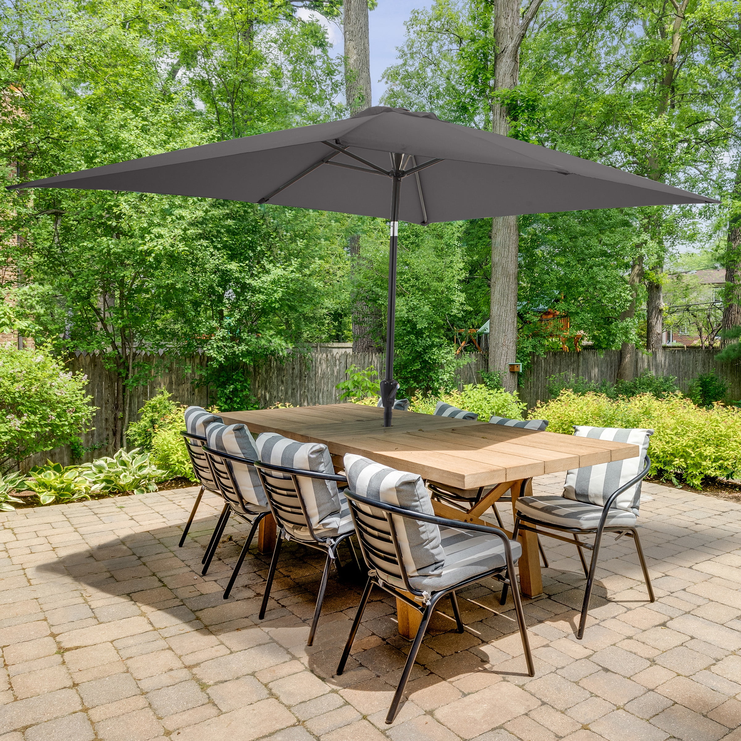 Pure Garden 10’ Rectangular Patio Umbrella with Push Button Tilt, Gray