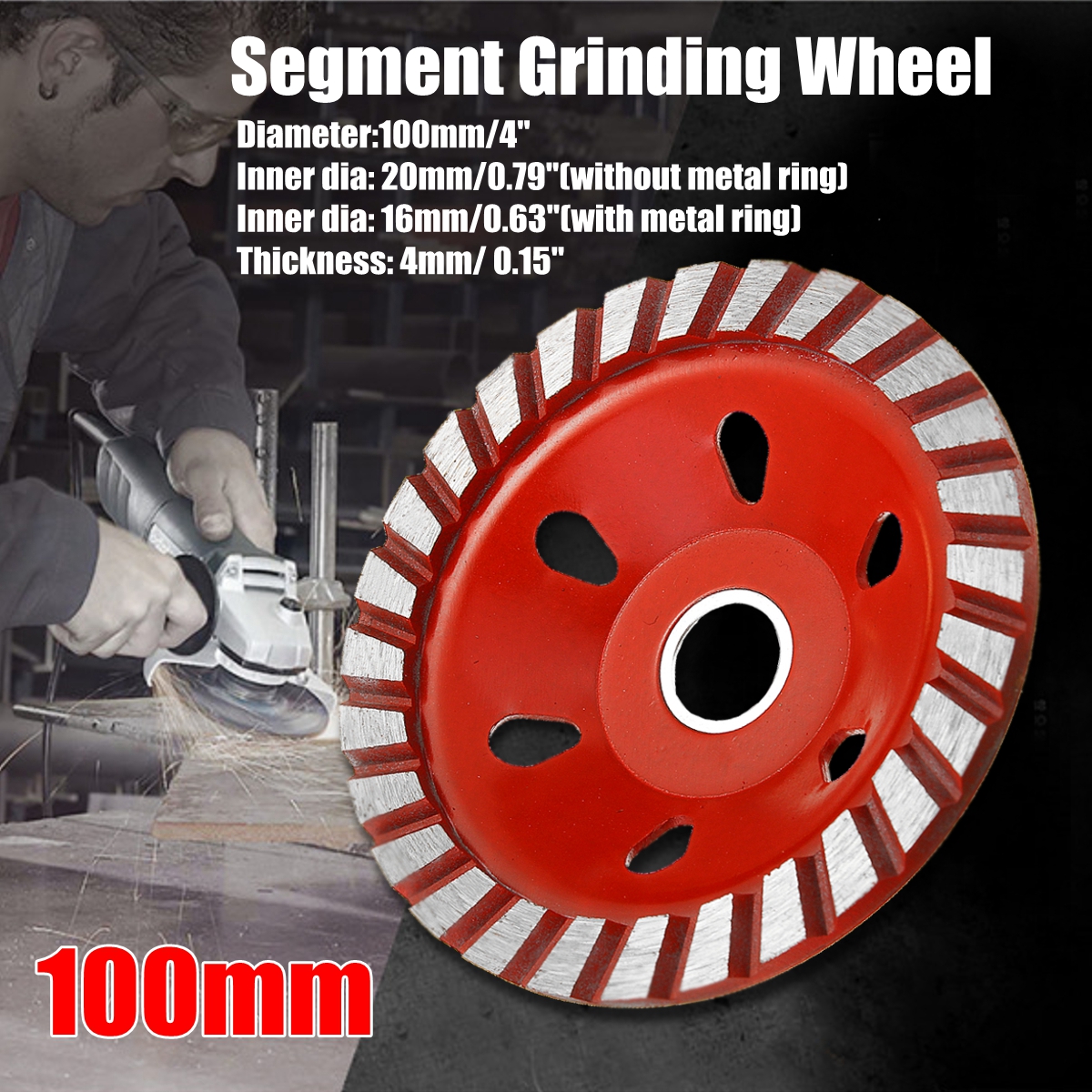 4" Diamond Cup Grinding Wheel Sanding Disc for Angle Grinder, for Granite, Stone, Marble
