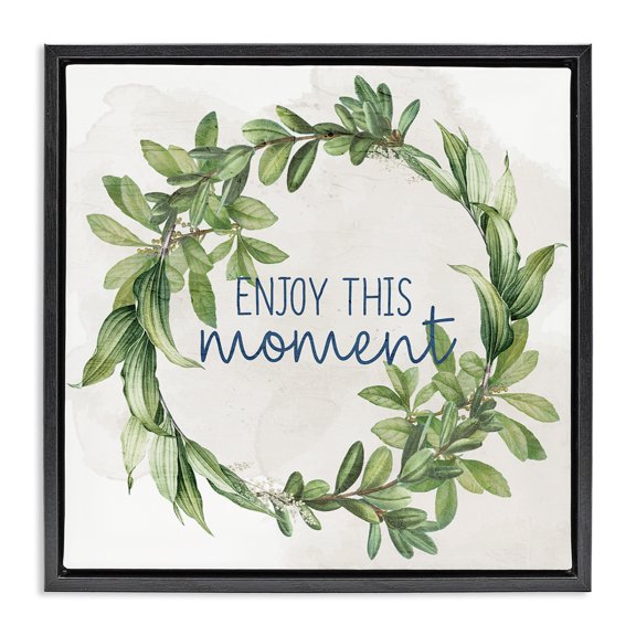 Stupell Industries Enjoy This Moment Plants & Flowers Painting Black Floater Framed Canvas Art Print Wall Art, 18 x 18