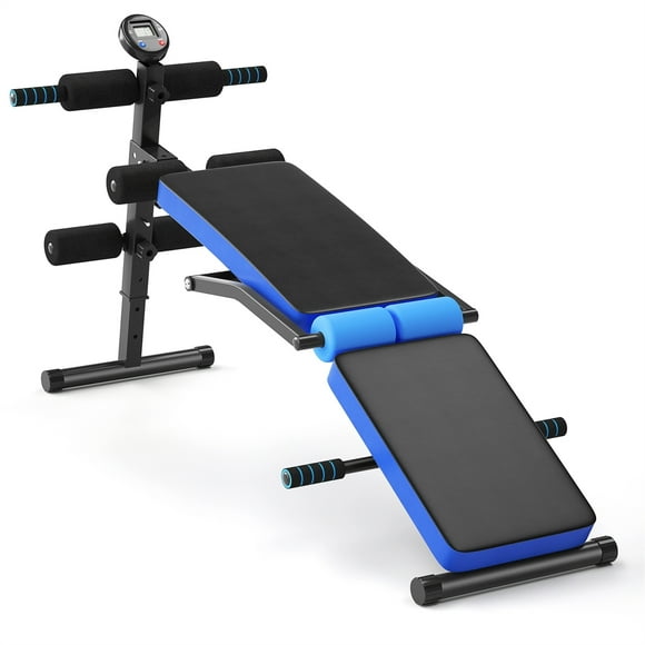 Costway Banco de Pesas Regulable para Entrenamiento Total para Casa Gimnasio y Oficina Azul 133-135 x 57,5 x 59,5-74 cm Costway