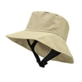 thumbnail image 5 of dianhelloya Solid Color Flat Dome Breathable Lining Windproof Buckle Fisherman Hat Unisex Wide Brim Sun Bucket Hat Khaki, 5 of 8