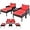 Red, variant on DORTALA Outdoor Rattan Furniture Set – 5 Piece Patio Conversation Group with Cushions, Glass Table, Ottomans and Chairs for Backyard or Balcony
