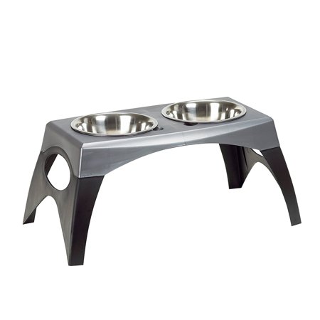 Medium Elevated Feeder, Black and Silver, The Bergan Elevated Double Bowl Feeder, Medium,Walmartbines form with function for the ultimate in convenience for you and.., By Bergan