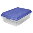 thumbnail image 3 of (2 pack) Hefty HI-RISE 40 Quart Medium Latching Storage Bin, Clear Plastic Storage Container with HI-RISE Latch Lid, Blue, 3 of 11