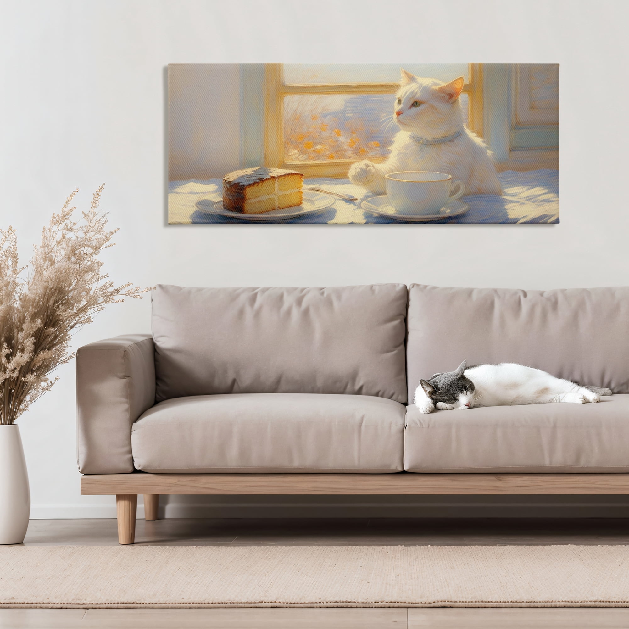 Stupell Industries Sunlit Tea Party Cat Canvas Wall Art, design by Angie Hawke