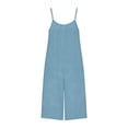 thumbnail image 4 of Womens Backless Capri Overalls Adjustable Spaghetti Straps Wide Leg Rompers Pleated Casual Loose Fit Sleeveless Capris Jumpsuits, 4 of 6