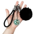 thumbnail image 2 of Bowling Shiny Rhinestone Keychain Set with Black Pom Pom Carabiner PU Leather Braided Keychain Accessories, Plush Ball Keychain and Keyrings Included, 2 of 6