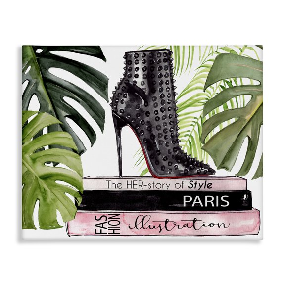 Stupell Industries Tropical Her-story of Style Phrase Glam Fashion Book Stack Canvas Art, 20 x 16, by Jennifer Paxton Parker
