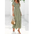 thumbnail image 5 of PRETTYGARDEN Women Floral Boho Maxi Dresses Summer Short Sleeve V Neck Smocked A Line Long Flowy Beach, 5 of 10
