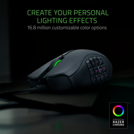 Razer - Naga Trinity Wired Optical Gaming Mouse with Interchangeable Side Plates in 2, 6, 12 Button Configurations - Black
