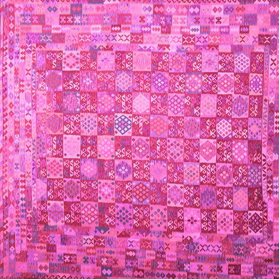 Ahgly Company Indoor Square Oriental Pink Traditional Area Rugs, 6' Square