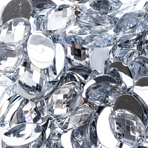 200pcs John Bead 10x14mm Crystal Acrylic Plastic Oval Flatback Rhinestones Jewels for Crafting Embellishments Gems