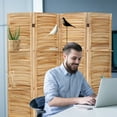 thumbnail image 3 of Hofitlead 4 Panel Room Divider with Shelves 5.6Ft Wooden Folding Screens Privacy Partition Wall for Bedroom Living Room Office, Natural Color, 3 of 8