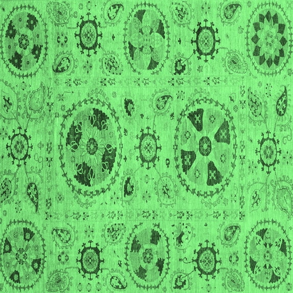 Ahgly Company Indoor Square Abstract Emerald Green Modern Area Rugs, 3' Square