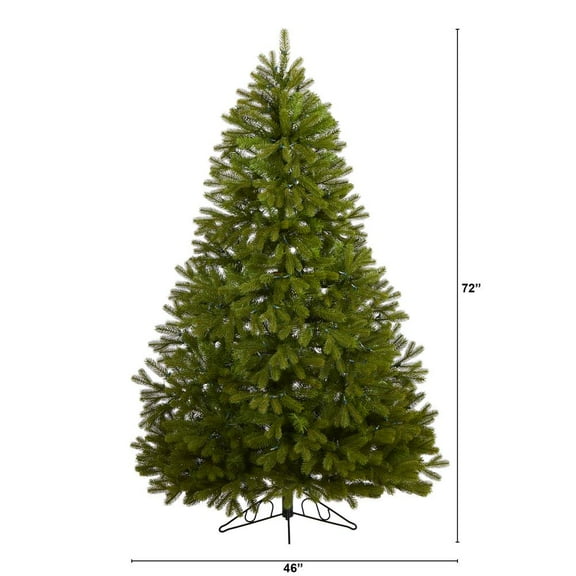 Nearly Natural 6ft. Cambridge Spruce Flat Back Artificial Christmas Tree with 350 Warm White (Multifunction) LED Lights and 642 Bendable Branches