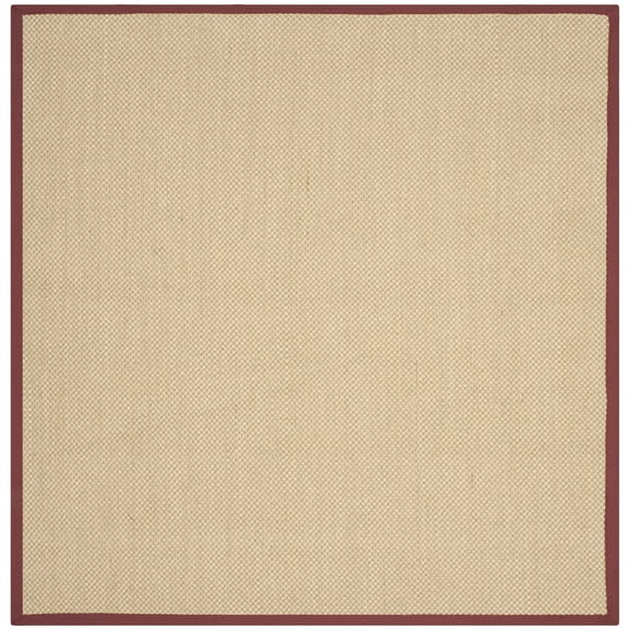 SAFAVIEH Natural Fiber Jovana Solid Area Rug, Maize/Burgundy, 6' x 6' Square