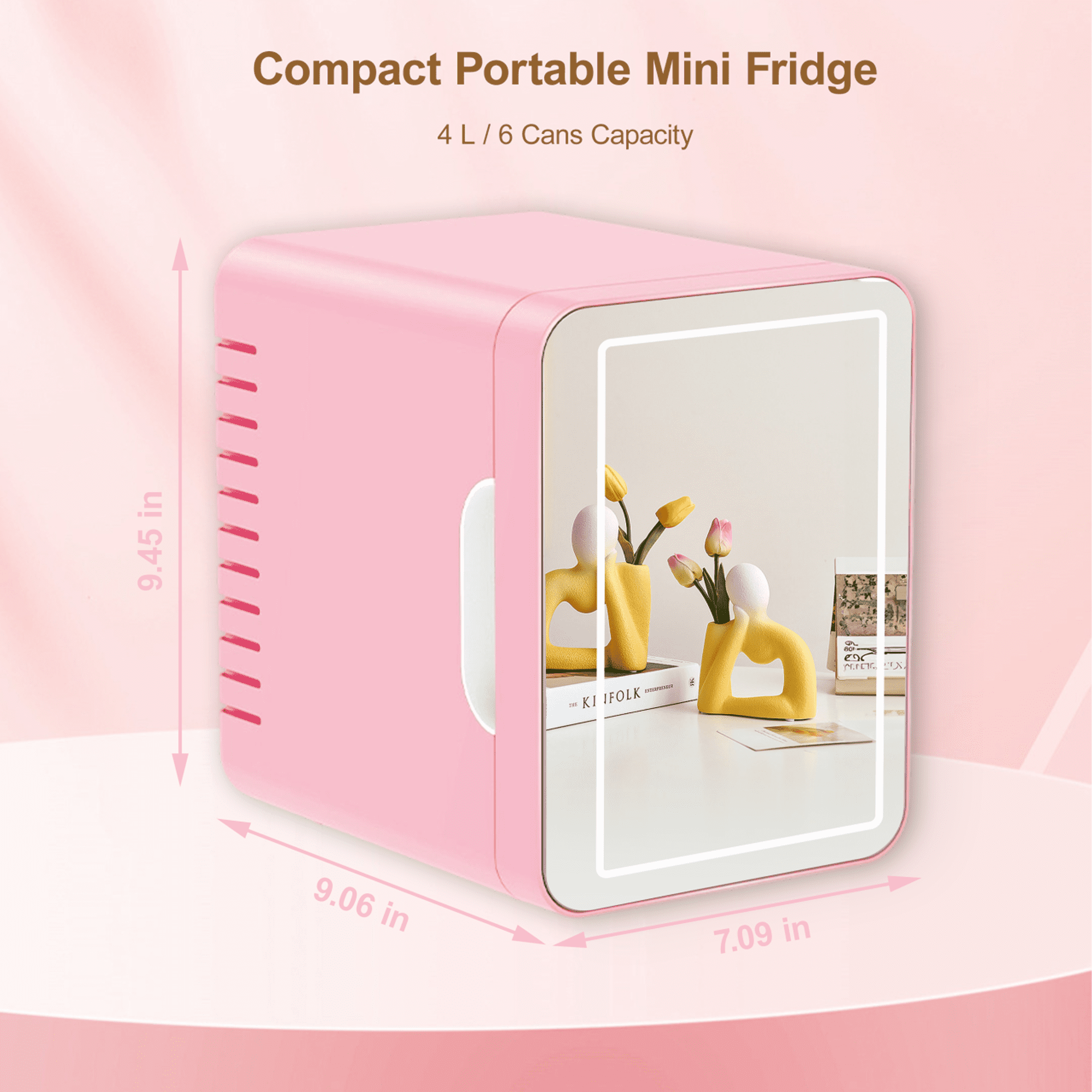 Newruie Mini Fridge, Portable Beauty Fridge, 4L Compact Fridge for Skincare Makeup