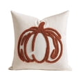 thumbnail image 3 of Fall Decorations Tufted Pumpkin Pillow Cover, 18x18 Inch Cream Linen Throw Cushion Case for Sofa & Bed, Autumn Harvest Accent (Insert Not Included) B, 3 of 6