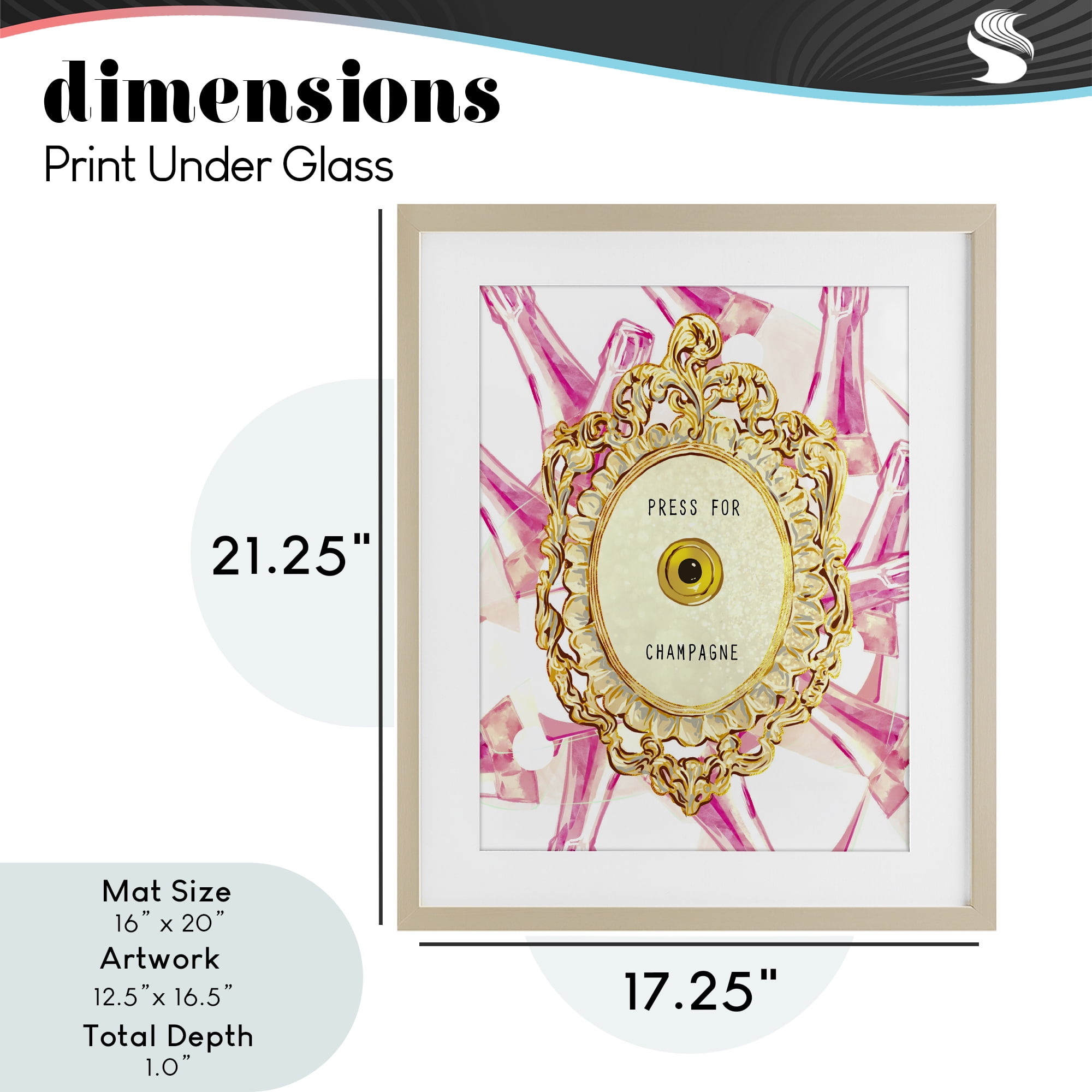 Champagne Doorbell with Pattern Birch Framed Print Under Glass, design by Ziwei Li