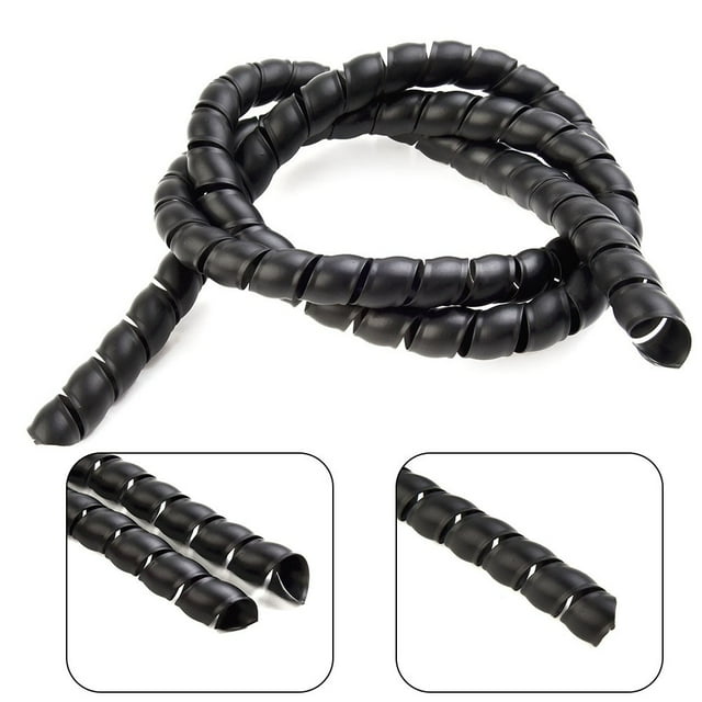 Black Hydraulic Hose Guard / Cable Protection / Spiral Wrap - 1m ID 8-12mm