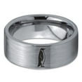 thumbnail image 2 of Tungsten Emperor King Penguin Standing Band Ring 8mm Men Women Comfort Fit Gray Flat Cut Brushed Polished, 2 of 4