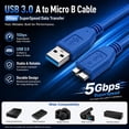 thumbnail image 2 of 6FT USB 3.0 A to Micro B Cable, 5Gbps High Speed Data Transfer Cord for External Hard Drive HDD SSD, Portable Hard Disk Box, DSLR Camera, Compatible with WD Seagate Toshiba Samsung External Drives, 2 of 8