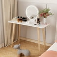 thumbnail image 6 of Piweml White Vanity Desk with Mirror, 40 Inch Makeup Vanity Desk Girls Dressing Table with Solid Wood Legs, Modern Vanity Table for Cosmetics, Hair Tools in Bedroom Dressing Room, 6 of 9