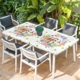 thumbnail image 2 of Easter Cute Rabbits Table Cloths for 5 Foot Rectangle Tables, Colorful Eggs Pink Blue Flowers Green Pot Patio Waterproof Elastic Fitted Tablecloths, Washable Rectangular Table Cover for Camping, 2 of 8