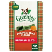 Greenies Pumpkin Spice Flavor Adult Natural Dental Dog Treats Regular Size, 12 oz Pack (12 Count)