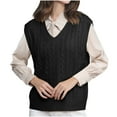 thumbnail image 2 of Zedker Women's Vintage Loose V Neck Sleeveless Cable Knit Style Pullover Sweater Vests,Plus Size Black M, 2 of 3