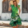 thumbnail image 4 of Yuyamidu V Neck Dress for Women St Patricks Day Dresses for Women Plus Size Stylish Flutter Ruffle Sleeve Tiered Swing Midi Dress in Green, Flowy and Casual, Size S, 4 of 8