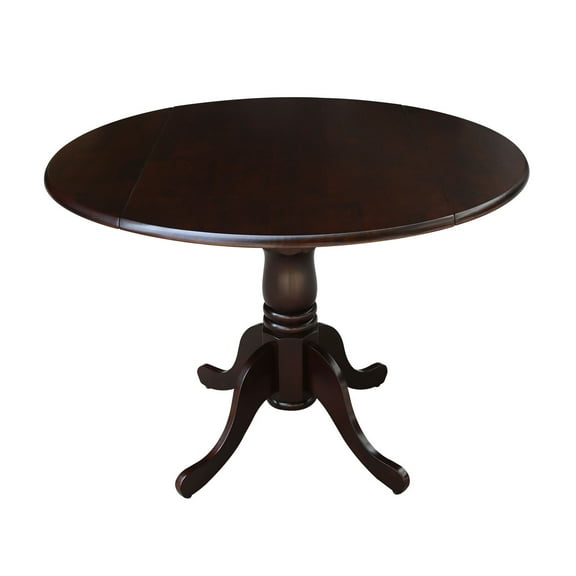 International Concepts 42" Round Dual-Drop Leaf Pedestal Table, Rich Mocha