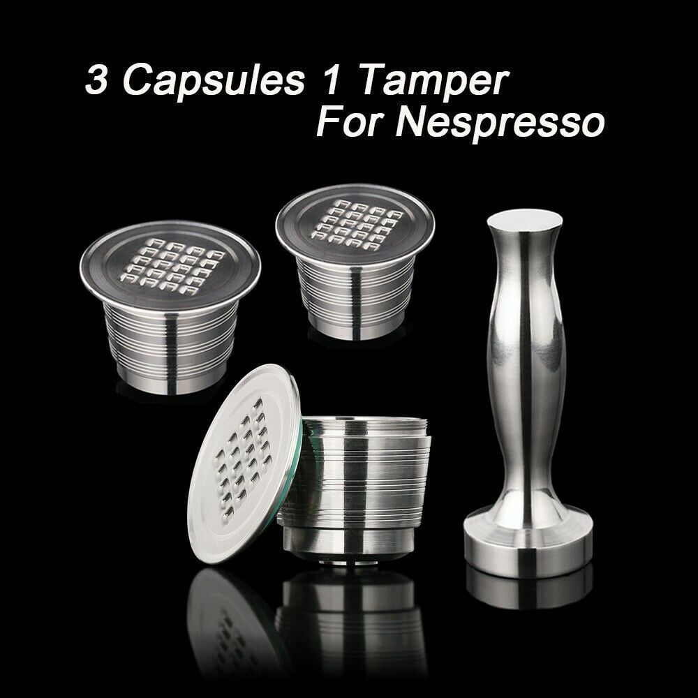 Stainless Steel Coffee Tamper with Reusable Coffee Capsule for Nespresso Capsule Ruond