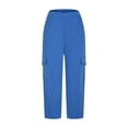 thumbnail image 5 of ShomPort Capri Wide Leg Pants for Women Summer Trendy Loose Elastic Waist Crop Pants with 4 Pockets, 5 of 6