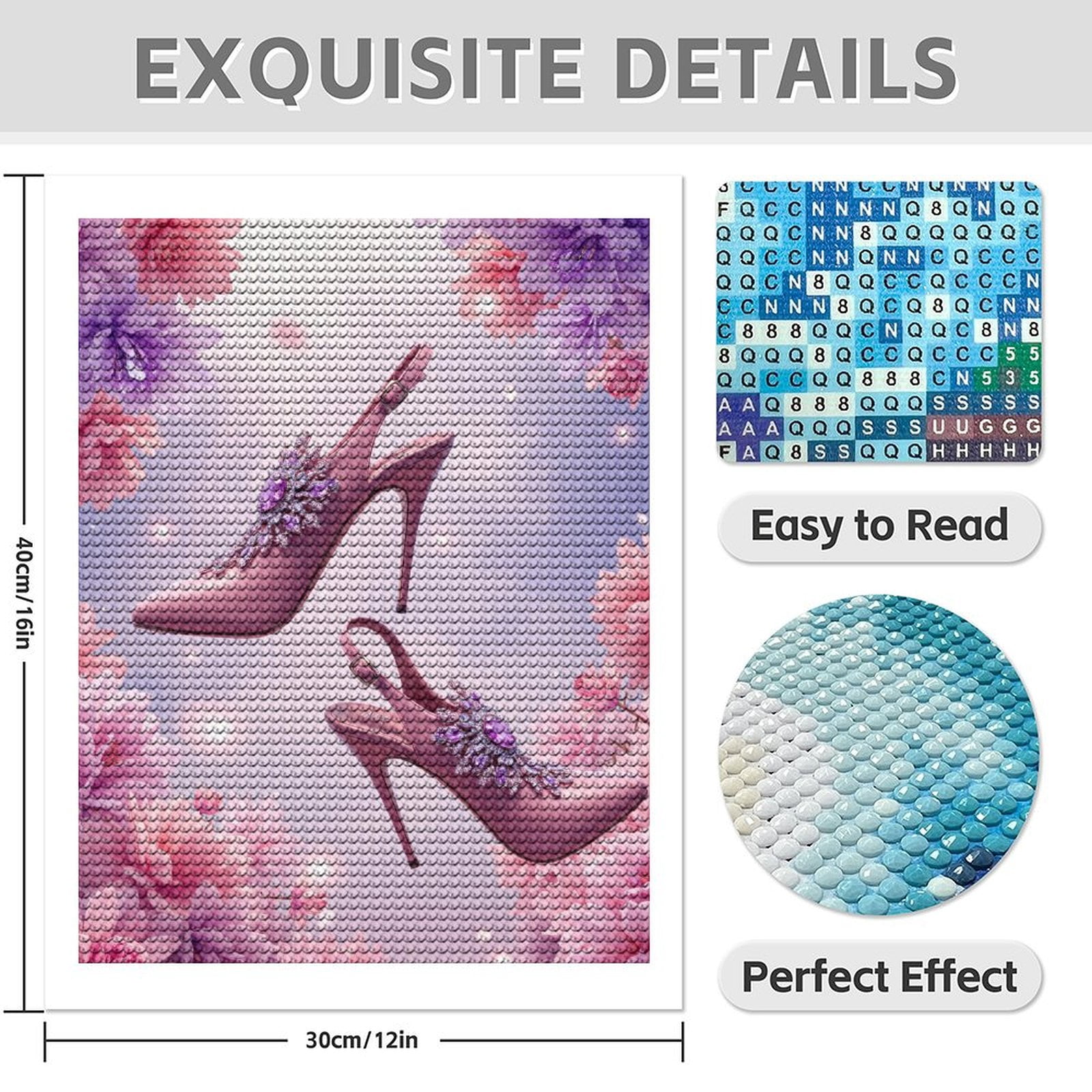 Diamond Art Kits for Adults - 5d Pink Floral Gem Heels Fantasy Diamond Painting for Adults, Diamond Art for Adults Beginners, Diamond Painting Kits for Adults for Home Wall Decor