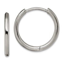 Stainless Steel Polished 1.6mm Hinged Hoop Earrings 15x15mm Wide 1.6mm Thick Hoop Earring for Women