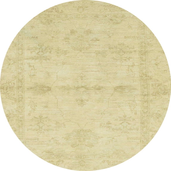 Ahgly Company Machine Washable Indoor Round Abstract Brown Gold Area Rugs, 6' Round