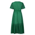 thumbnail image 4 of Robes Florales d'Été pour Femmes Col en V Manches Courtes Robe de Plage Bohème à Volants Fluide Midi avec Ceinture, 4 of 6