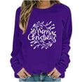 thumbnail image 4 of HOMBOM Ugly Merry Christmas Sweatshirts for Womens Crewneck Pullover Lightweight Gift Purple Ladies Tops Merry Christmas, 4 of 6