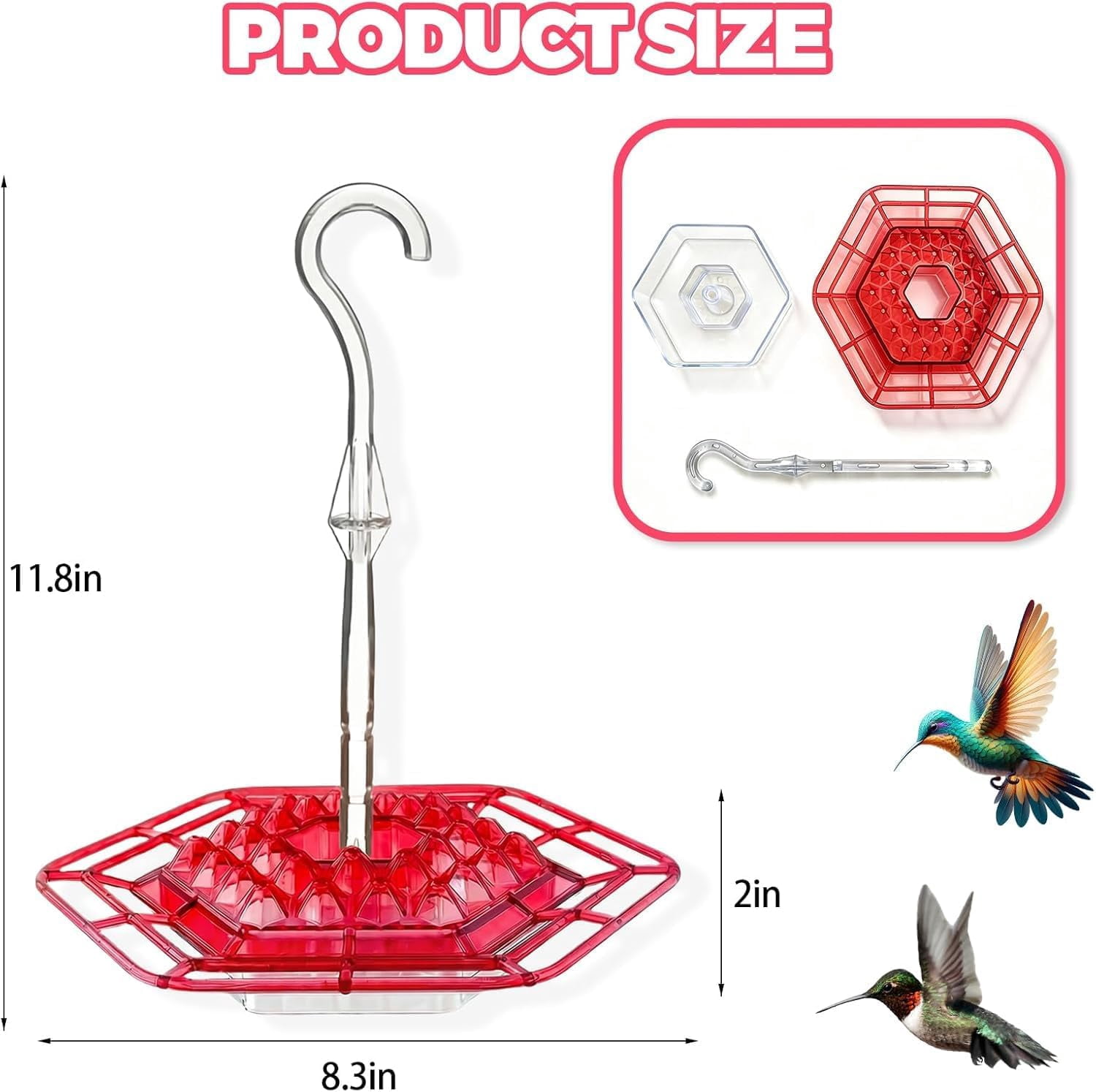 1Pack Hummingbird Feeder for Outdoors Hanging,16 OZ Humming Birds Feeders with 30 Bee Proof Leak Proof Feeding Ports,Bird Feeder for Outside,Gifts for Women Mom,Hanging Garden Yard Décor