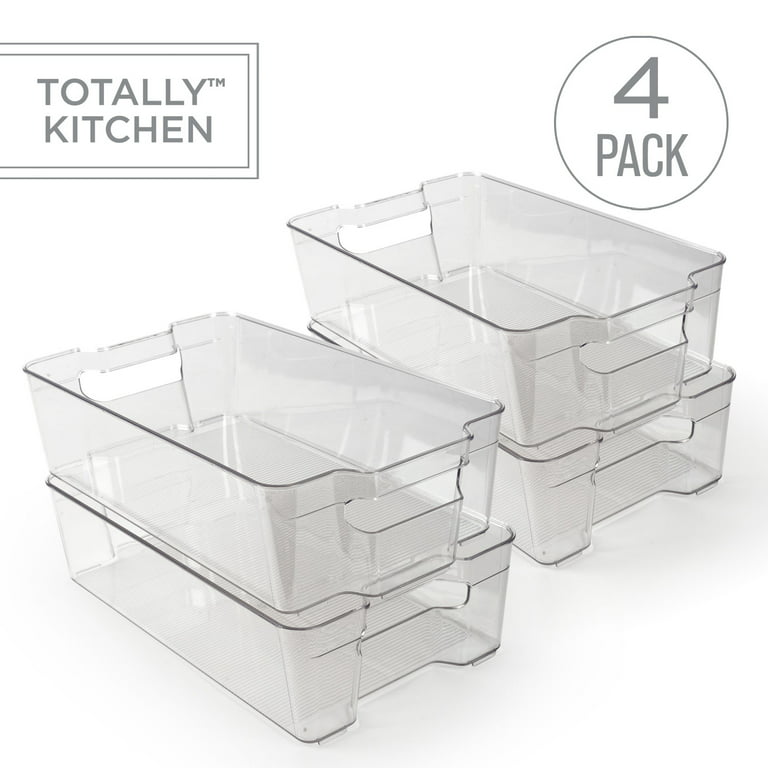 Totally Kitchen Clear Plastic Stackable Storage Bins with Handles