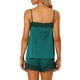 thumbnail image 3 of Conjuntos de pijama de satén para mujer INSPIRE CHIC con tirantes de encaje y pantalones cortos, 2 piezas, conjuntos de lounge de seda, XL, verde oscuro, 3 of 6
