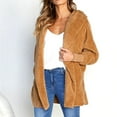 thumbnail image 2 of IROINNID Women's Cardigan Coat Shearling Coat Solid Color Long Sleeve Leisure Autumn/Winter Cardigan Plush Jacket Tops, Khaki, 2 of 7
