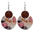 thumbnail image 7 of Colorful Painted Round Wood Statement Earrings Women Engraved Geometric Jewelry, 7 of 7