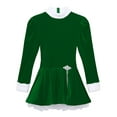 thumbnail image 4 of iEFiEL Womens Christmas Dance Costume Velvet Long Sleeves Skating Leotard Dress Green Small, 4 of 7