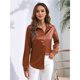 thumbnail image 5 of Blusas de Satén para Mujer, Camisas de Seda con Botones, Blusas Informales de Larga para Negocios Marrón Oscuro L, 5 of 7